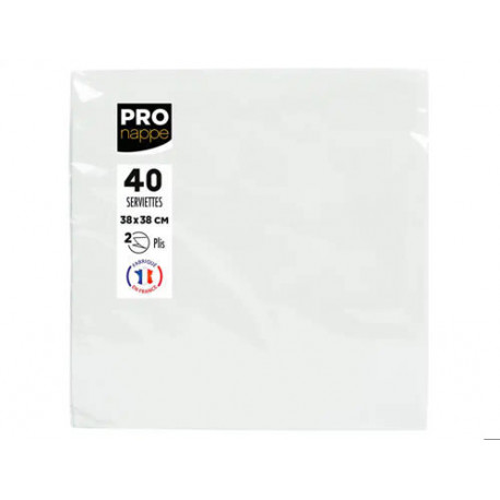 SERVILLETA PRONAPPE CELULOSA MICRO GROFADA 38X38 CM 2 CAPAS COLOR BLANCO PAQUETE DE 40 UNIDADES