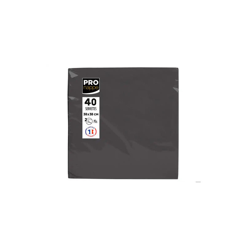 SERVILLETA PRONAPPE CELULOSA MICRO GROFADA 38X38 CM 2 CAPAS COLOR NEGRO PAQUETE DE 40 UNIDADES