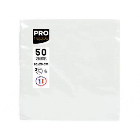 SERVILLETA PRONAPPE CELULOSA MICRO GROFADA 20X20 CM 2 CAPAS COLOR BLANCO PAQUETE DE 50 UNIDADES