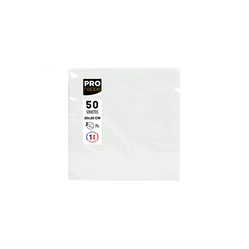 SERVILLETA PRONAPPE CELULOSA MICRO GROFADA 20X20 CM 2 CAPAS COLOR BLANCO PAQUETE DE 50 UNIDADES
