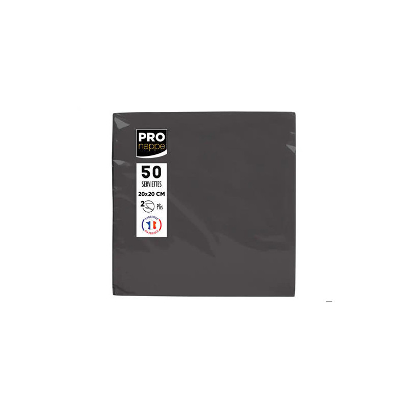 SERVILLETA PRONAPPE CELULOSA MICRO GROFADA 20X20 CM 2 CAPAS COLOR NEGRO PAQUETE DE 50 UNIDADES