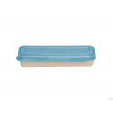 FIAMBRERA EXACOMPTA COLOR BEIG CON TAPA COLOR AZUL INCLUYE 3 CUBIERTOS REUTILIZABLES 205X65X40 MM