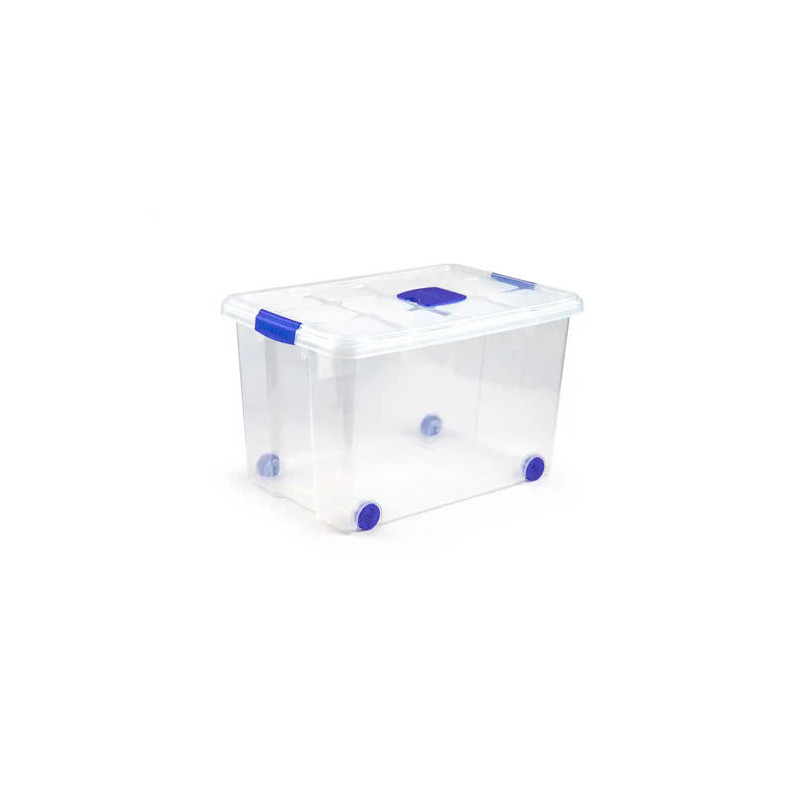 CONTENEDOR DE PLASTICO PLASTICFORTE 55 LITROS N 4 TRANSPARENTE CON TAPA 590X400X350 MM