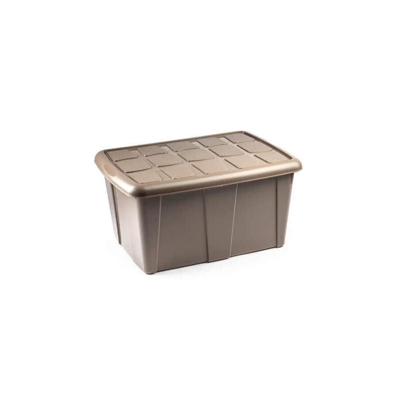CONTENEDOR DE PLASTICO PLASTICFORTE 60 LITROS N 18 BEIG CON TAPA 630X450X320 MM