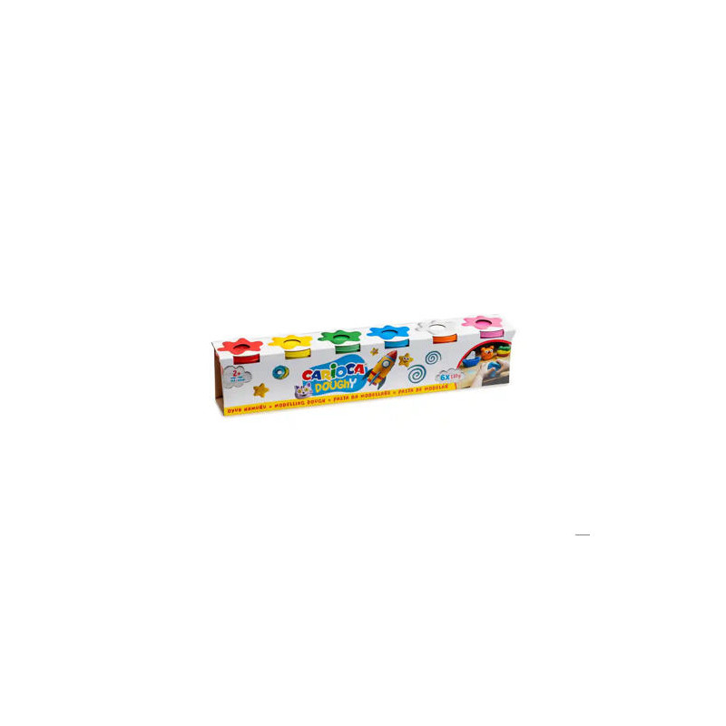 PASTA PARA MODELAR CARIOCA DOUGHY 120 GR CAJA DE 6 UNIDADES COLORES SURTIDOS