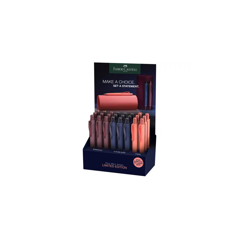 BOLIGRAFO FABER CASTELL POLY URBAN EDITION 25 RETRACTIL EXPOSITOR DE 24 UNIDADES COLORES SURTIDOS