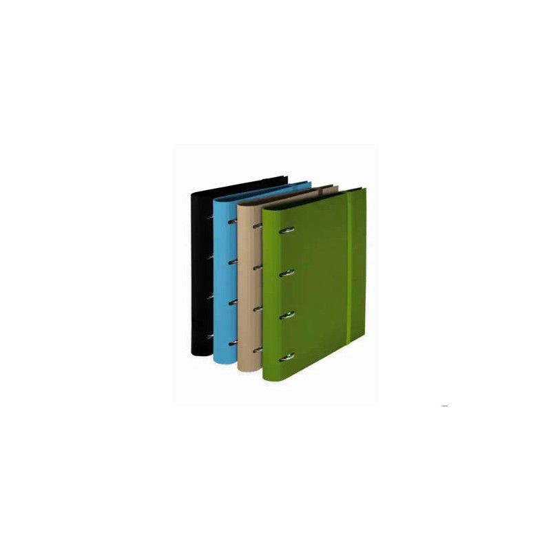 CARPETA PARDO 4 ANILLAS 35 MM CARTON COMPACTO DIN A4 RECAMBIO 120 H 90 GR EXPOSITOR 8 UNIDADES COLOR