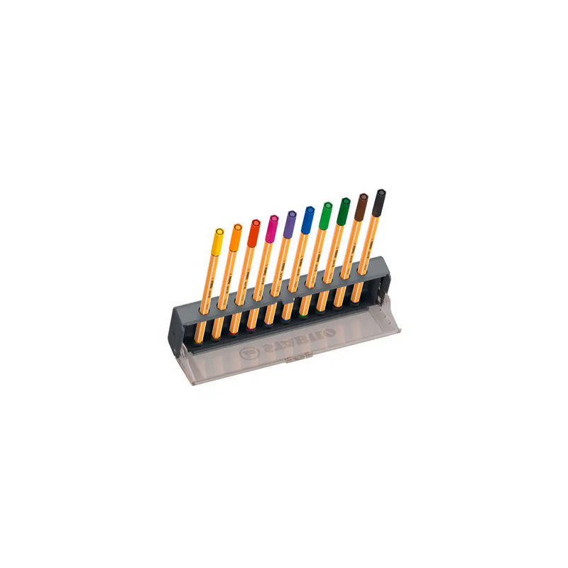 ROTULADOR STABILO PUNTA DE FIBRA POINT 88 ESTUCHE CLICK SET DE 10 UNIDADES COLORES SURTIDOS