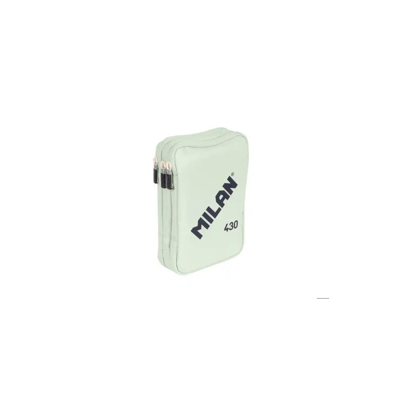 PLUMIER ESCOLAR MILAN 430 SINCE 1918 TRIPLE CREMALLERA CON ACCESORIOS COLOR VERDE 200X75X135 MM