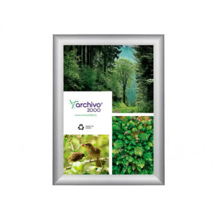 EXPOSITOR MURAL ARCHIVO 2000 SNAPFRAME A5 VERTICAL/HORIZONTAL CON MARCO COLOR PLATA