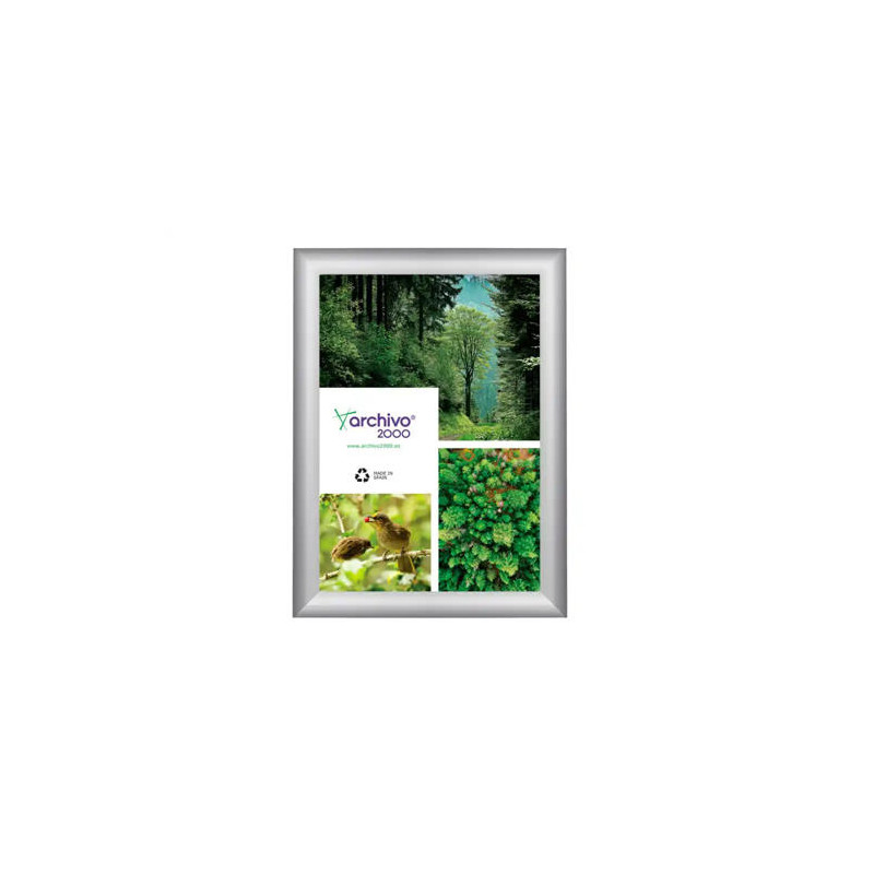 EXPOSITOR MURAL ARCHIVO 2000 SNAPFRAME A5 VERTICAL/HORIZONTAL CON MARCO COLOR PLATA