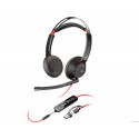 AURICULARES POLY CON CABLE BLACKWIRE 5220 USB-C CONEXION 3,5 MM ADAPTADOR USB-C/A