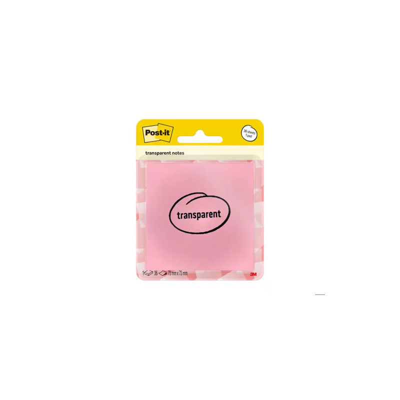 BLOC DE NOTAS ADHESIVAS QUITA Y PON POST-IT 73X73 MM 36 HOJAS TRANSPARENTE SALMON