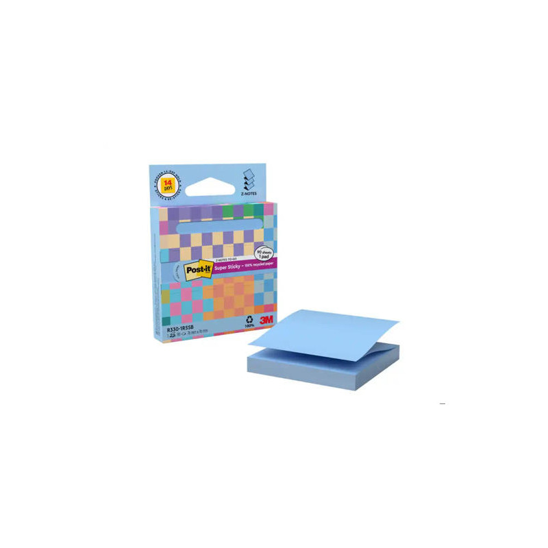 BLOC DE NOTAS ADHESIVAS QUITA Y PON POST IT Z-NOTAS SUPER STICKY 100% PEFC 76X76 MM DISPENSADOR 90 H