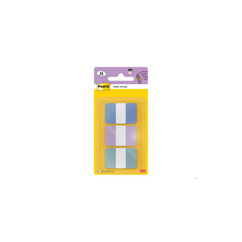 BANDERITAS SEPARADORAS RIGIDAS DISPENSADOR POST-IT INDEX STRONG 686-3 COAST 25,4X38.1 MM PACK DE 36
