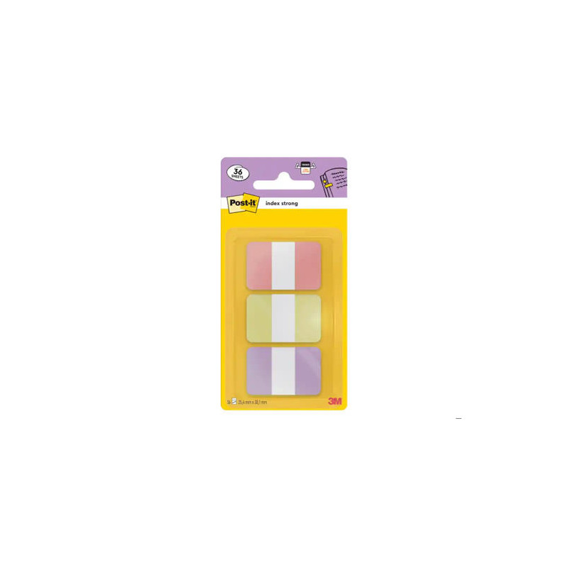 BANDERITAS SEPARADORAS RIGIDAS DISPENSADOR POST-IT INDEX STRONG 686-3 SUN 25,4X38.1 MM PACK DE 36