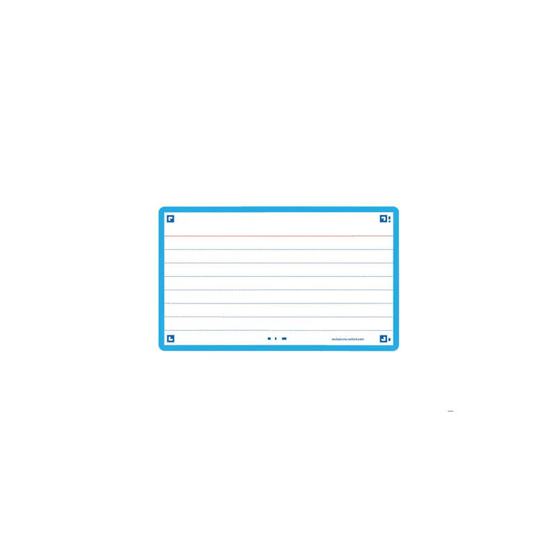 FICHA DE REVISION OXFORD FLASHCARDS 2.0 75X125 MM 250 G RAYADO HORIZONTAL COLOR TURQUESA PAQUETE DE 