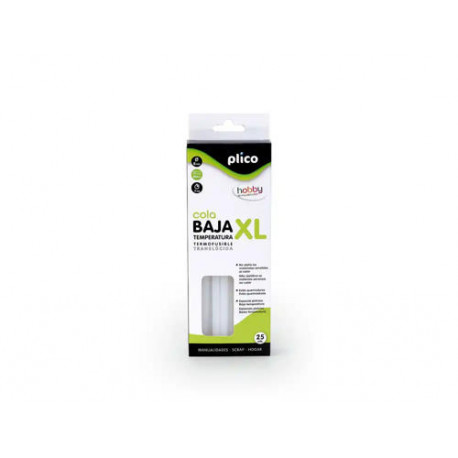BARRA TERMOFUSIBLE PLICO COLA MINI XL BAJA TEMPERATURA 8 MM DIAMETRO X 200 MM DE ALTO BLISTER DE 25 