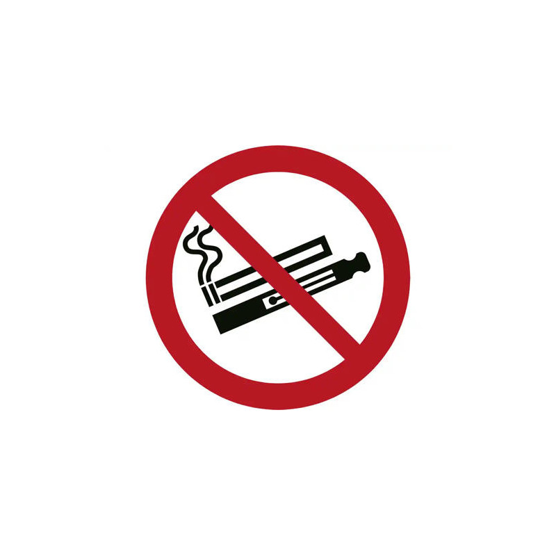 PICTOGRAMA DJOIS PROHIBIDO EL USO DE CIGARRILLOS ELECTRONICOS O VAPEADORES 100 MM DIAMETRO