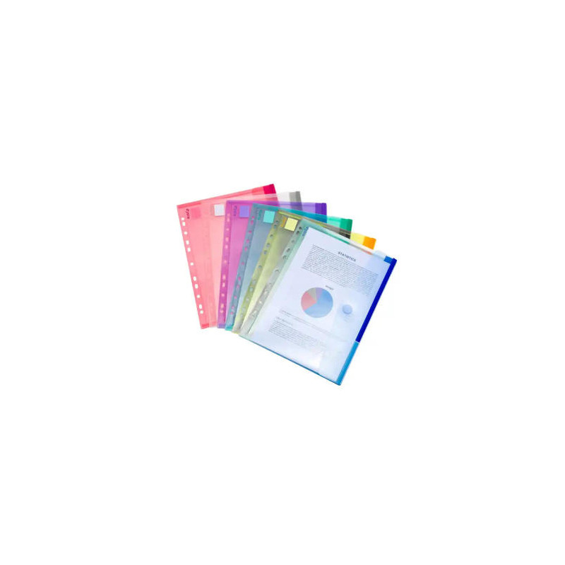 FUNDA MULTITALADRO DJOIS POLIPROPILENO CON VELCRO DIN A4 PACK DE 12 UNIDADES COLORES SURTIDOS