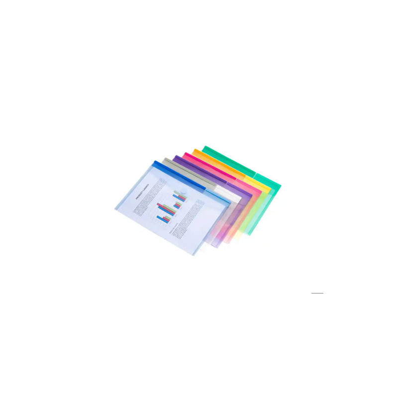 CARPETA BROCHE DJOIS POLIPROPILENO DIN A4 HORIZONTAL PACK DE 12 UNIDADES COLORES SURTIDOS