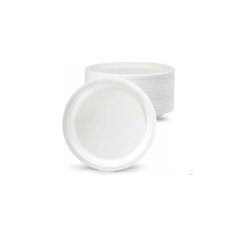 PLATO DE FIBRA BIO 26 CM PAQUETE DE 50 UNIDADES