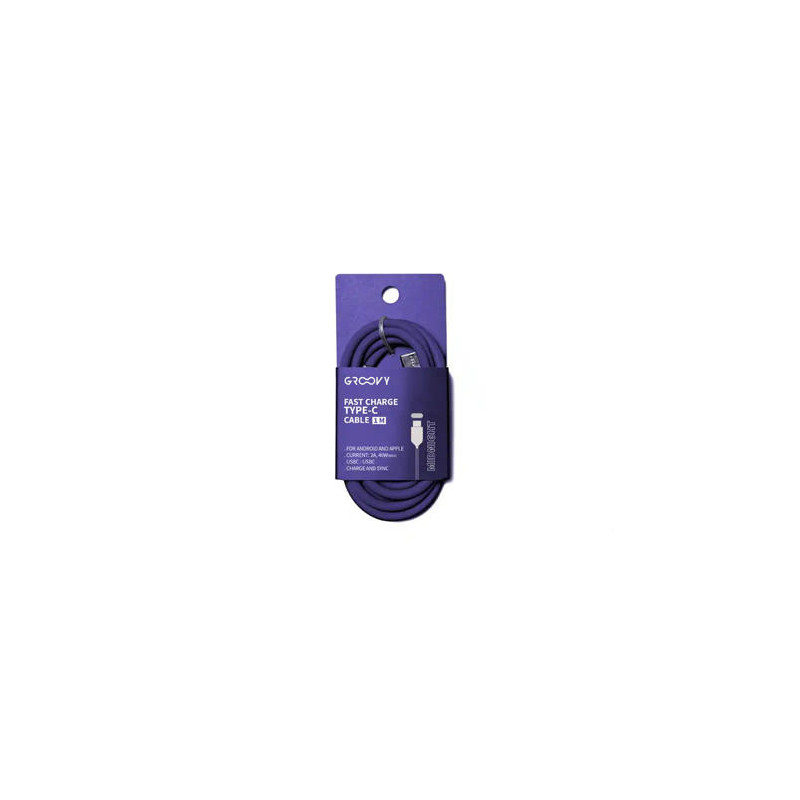 CABLE GROOVY USB TIPO C A USB TIPO C LONGITUD 1 M COLOR MORADO