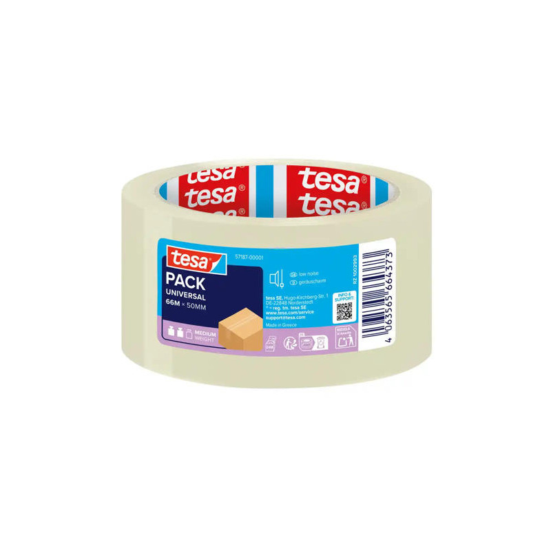 CINTA ADHESIVA TESA TRANSPARENTE POLIPROPILENO 66 M X 50 MM PARA EMBALAJE