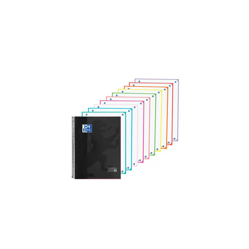 CUADERNO ESPIRAL OXFORD EUROPEANBOOK 10 TAPA EXTRADURA DIN A4 200 HOJAS CUADRO 5 MM COLOR NEGRO