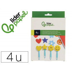 ESPONJA MANUALIDADES LIDERPAPEL ESPATULA CON FORMAS GOMA EVA CAJA CON 4 UNIDADES