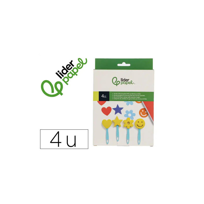 ESPONJA MANUALIDADES LIDERPAPEL ESPATULA CON FORMAS GOMA EVA CAJA CON 4 UNIDADES