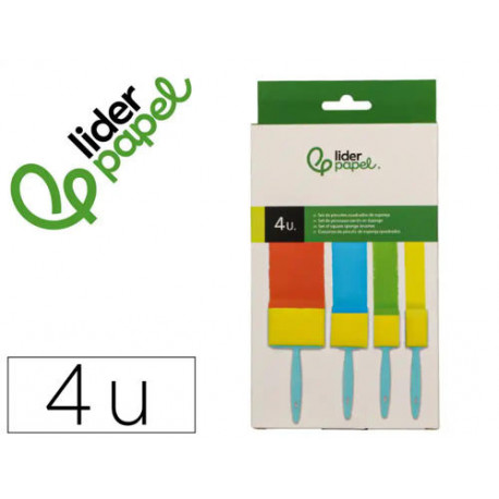 ESPONJA MANUALIDADES LIDERPAPEL PINCEL CUADRADO GOMA FOAM CAJA CON 4 UNIDADES 25/40/50/75 MM