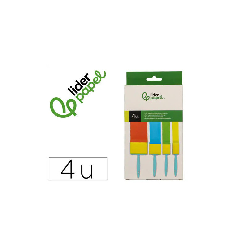ESPONJA MANUALIDADES LIDERPAPEL PINCEL CUADRADO GOMA FOAM CAJA CON 4 UNIDADES 25/40/50/75 MM