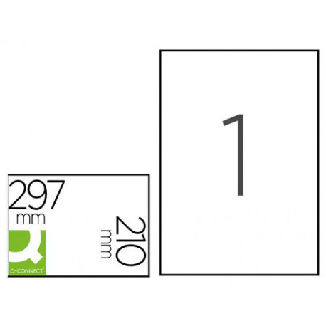 ETIQUETA ADHESIVA Q-CONNECT POLIESTER A4 BLANCO ALTO BRILLO PARA IMPRESORAS INKJET PACK CON 20 HOJAS