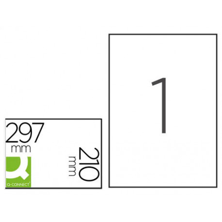 ETIQUETA ADHESIVA Q-CONNECT POLIESTER A4 BLANCO MATE PARA IMPRESORAS INKJET PACK CON 20 HOJAS