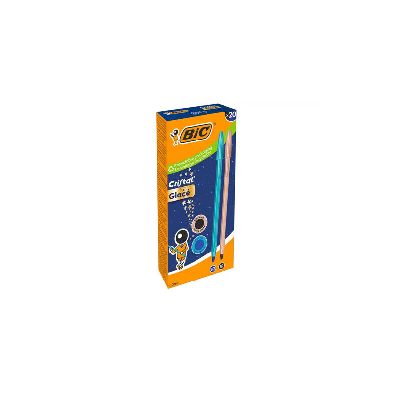 BOLIGRAFO BIC CRISTAL GLACE B&N ACABADO MATE PUNTA 1 MM