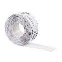 ETIQUETAS METO ONDULADAS 26X12 MM BLANCA LISA ADHESIVO REMOVIBLE ROLLO DE 1000 UNIDADES