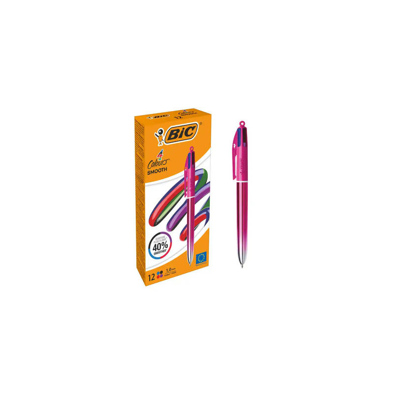 BOLIGRAFO BIC CUATRO COLORES SMOOTH GRADIENT ROSA PUNTA MEDIA 1 MM
