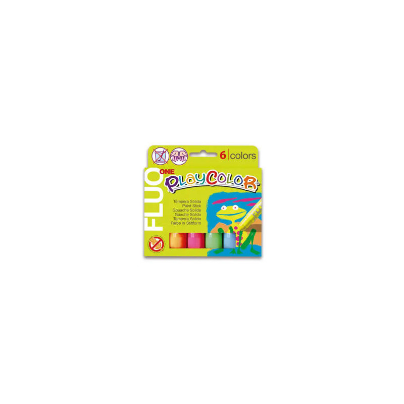 TEMPERA SOLIDA EN BARRA INSTANT PLAYCOLOR ONE FLUO CAJA DE 6 UNIDADES COLORES SURTIDOS