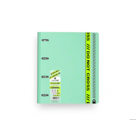 CARPETA CARCHIVO CARPEBLOCK 360 DO NOT CROSS A4 POLYFOAM 4 ANILLAS 35 MM CON RECAMBIO 100 H CUADRO 