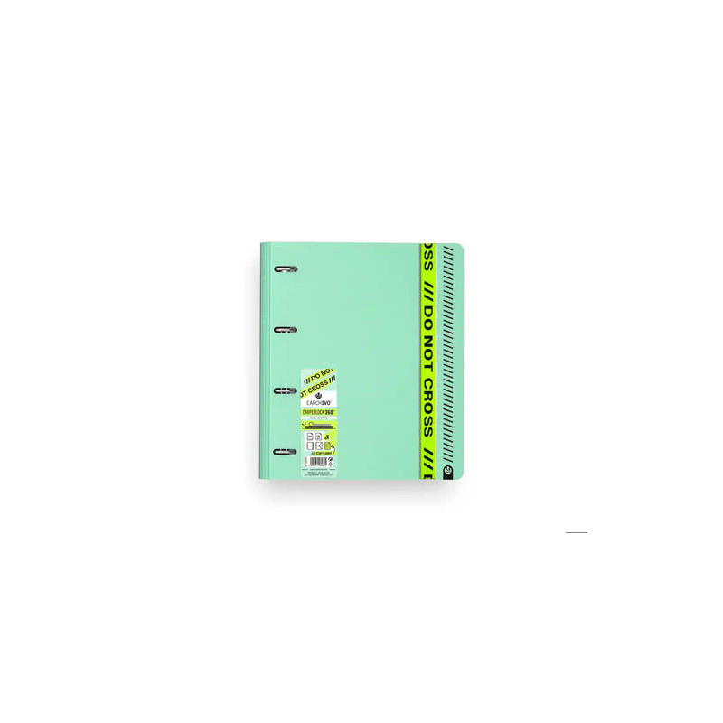 CARPETA CARCHIVO CARPEBLOCK 360 DO NOT CROSS A4 POLYFOAM 4 ANILLAS 35 MM CON RECAMBIO 100 H CUADRO 