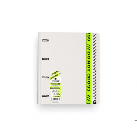 CARPETA CARCHIVO CARPEBLOCK 360 DO NOT CROSS A4 POLYFOAM 4 ANILLAS 35 MM CON RECAMBIO 100 H CUADRO 