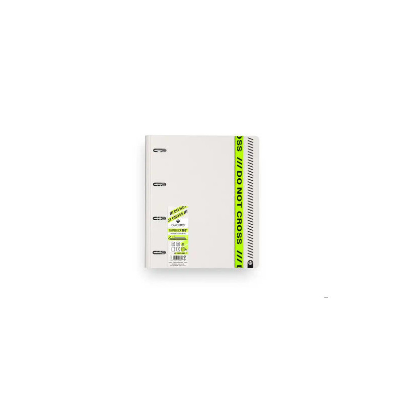 CARPETA CARCHIVO CARPEBLOCK 360 DO NOT CROSS A4 POLYFOAM 4 ANILLAS 35 MM CON RECAMBIO 100 H CUADRO 