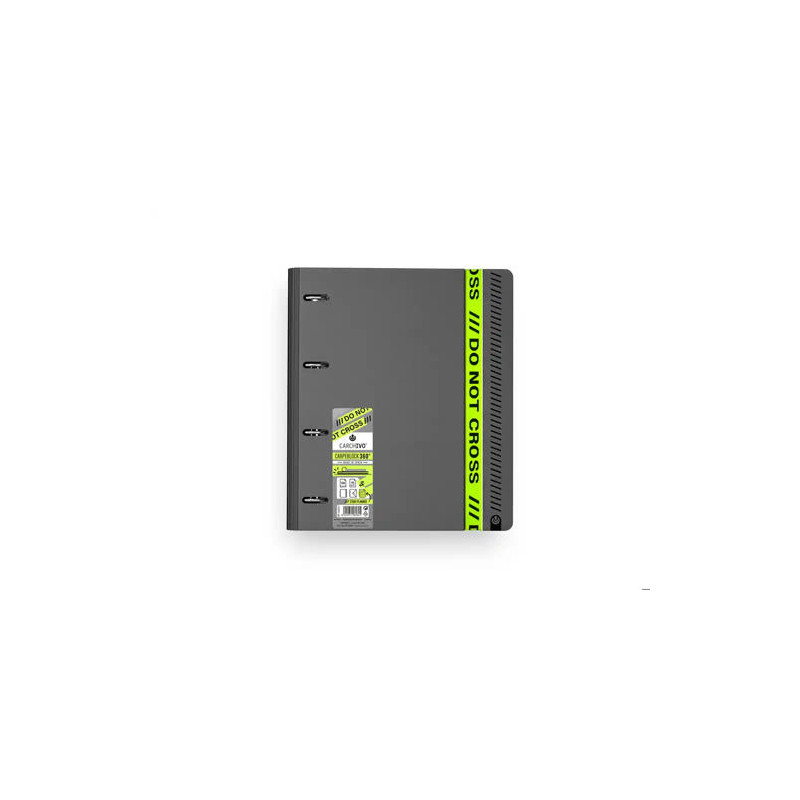 CARPETA CARCHIVO CARPEBLOCK 360 DO NOT CROSS A4 POLYFOAM 4 ANILLAS 35 MM CON RECAMBIO 100 H CUADRO 