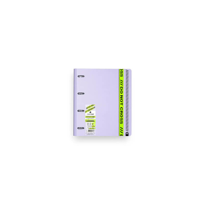 CARPETA CARCHIVO CARPEBLOCK 360 DO NOT CROSS A4 POLYFOAM 4 ANILLAS 35 MM CON RECAMBIO 100 H CUADRO 