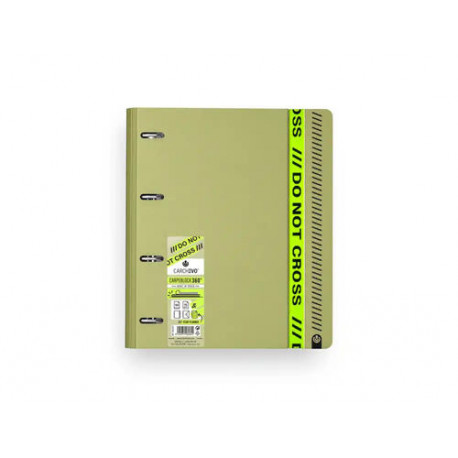 CARPETA CARCHIVO CARPEBLOCK 360 DO NOT CROSS A4 POLYFOAM 4 ANILLAS 35 MM CON RECAMBIO 100 H CUADRO 