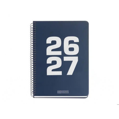AGENDA ESPIRAL ESCOLAR MIQUELRIUS PLUS BASIC TAPA CARTON DIN A5 SEMANA VISTA 26-27 AZUL MARINO