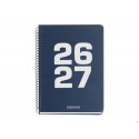 AGENDA ESPIRAL ESCOLAR MIQUELRIUS PLUS BASIC TAPA CARTON DIN A5 SEMANA VISTA 26-27 AZUL MARINO