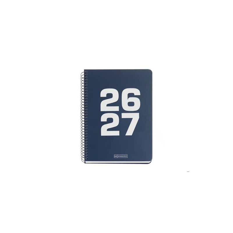 AGENDA ESPIRAL ESCOLAR MIQUELRIUS PLUS BASIC TAPA CARTON DIN A5 SEMANA VISTA 26-27 AZUL MARINO