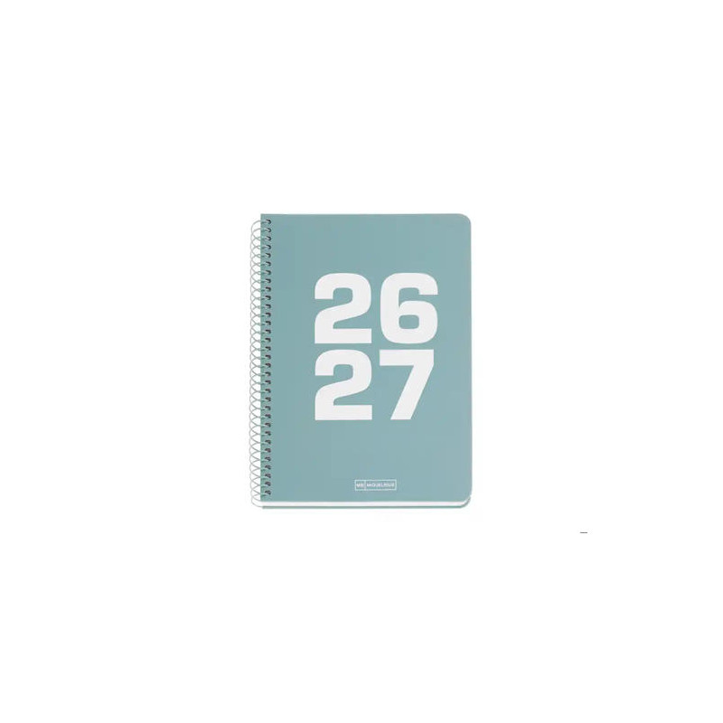 AGENDA ESPIRAL ESCOLAR MIQUELRIUS PLUS BASIC TAPA CARTON DIN A5 SEMANA VISTA 26-27 VERDE